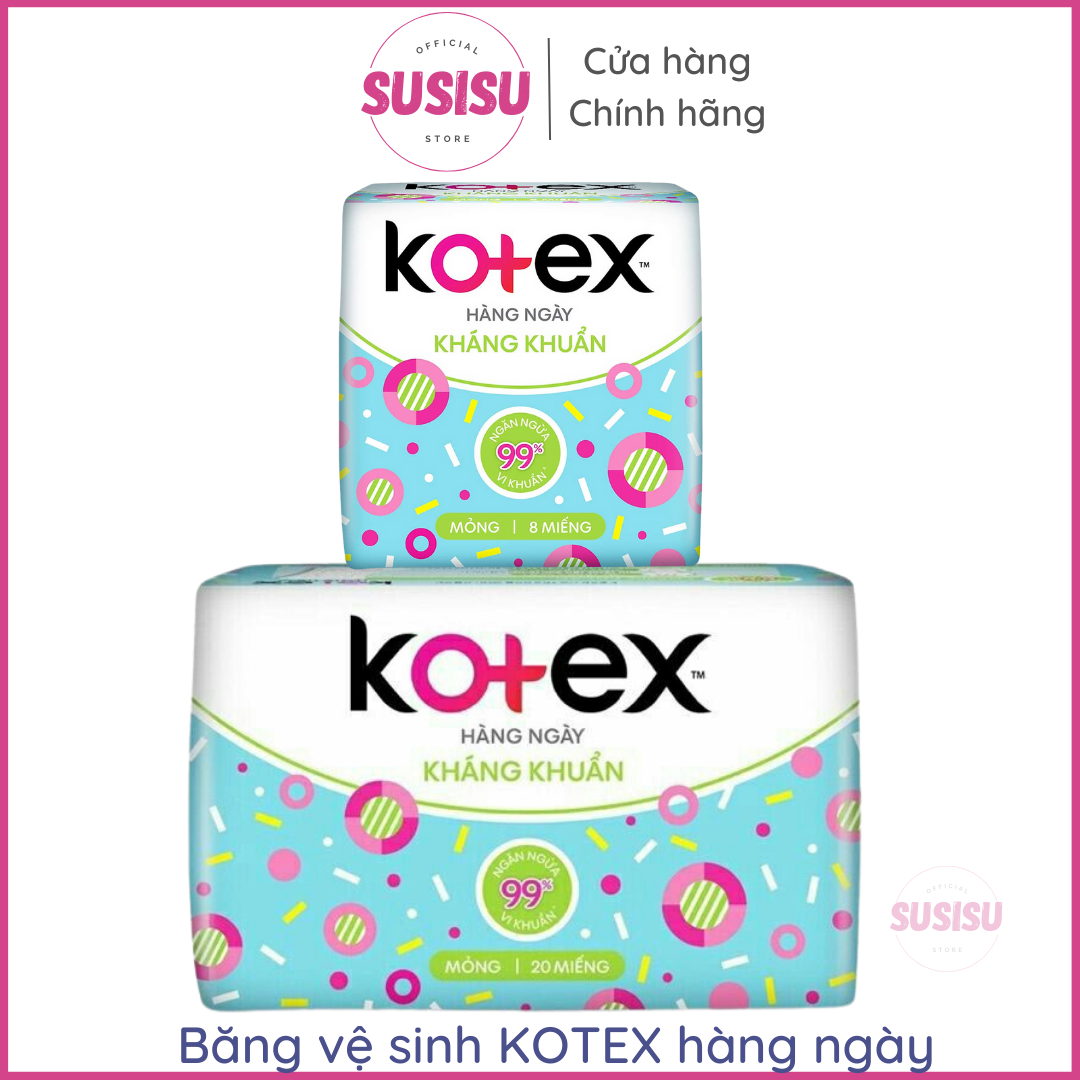 Bvs hàng ngày kháng khuẩn KOTEX 20 Miếng, 8 miếng - Xanh Ngọc Băng vệ sinh