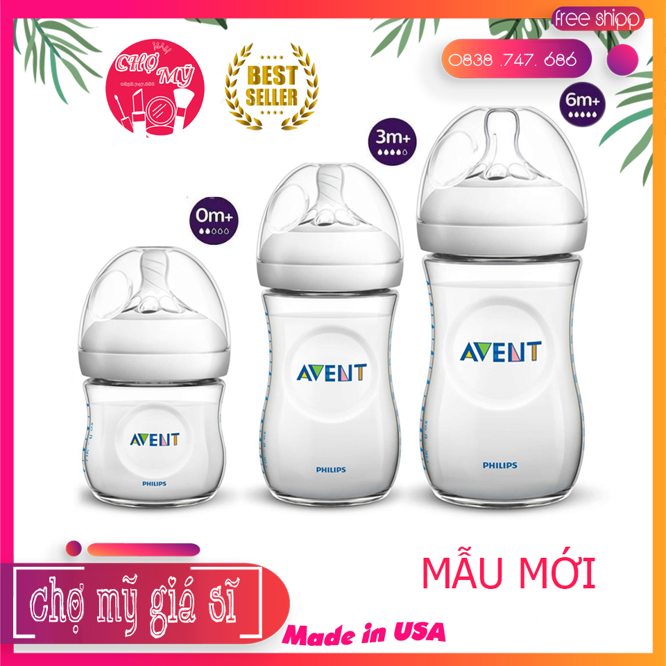 Bình Sữa Philips Avent Natural 125/260/330ml Cổ Rộng Chống Đầy Hơi Và Chống Sặc