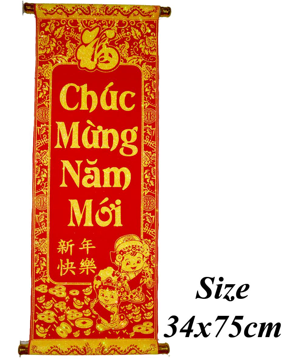 [HCM]Liễn nhung đỏ trang trí Tết-Chúc Mừng Năm Mới