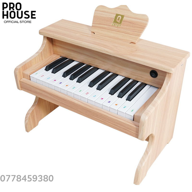 Đàn piano cho bé Qbaby PH137 cao cấp sử dụng gỗ tự nhiên, âm thanh trung thực, có 25 phím đàn, chân đế và bản nhạc đi kèm - Đàn piano điện mini nhập khẩu dành cho bé 2 đến 8 tuổi