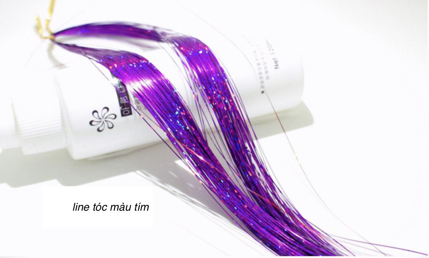 Combo 2 line tóc kim tuyến nối tím - mỗi tép 3d có từ 80-100 sợi- mua 5 line tặng 1 line