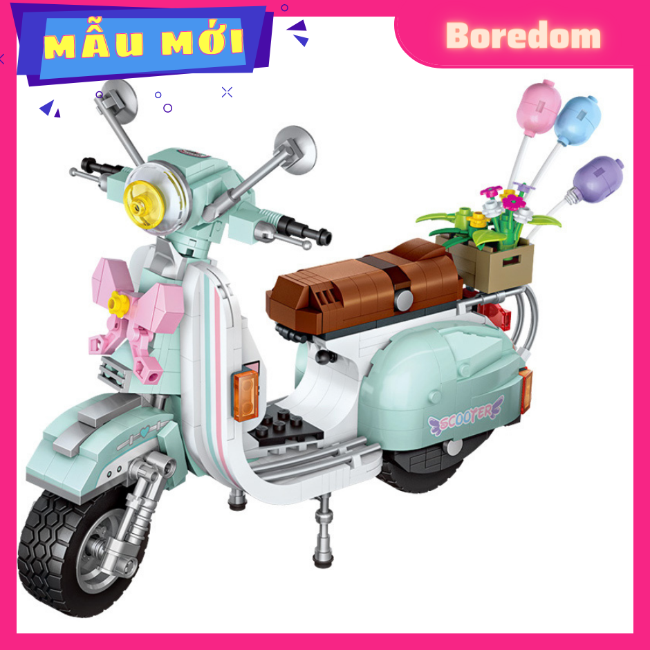 Xếp hình nanoblock xe vespa xanh