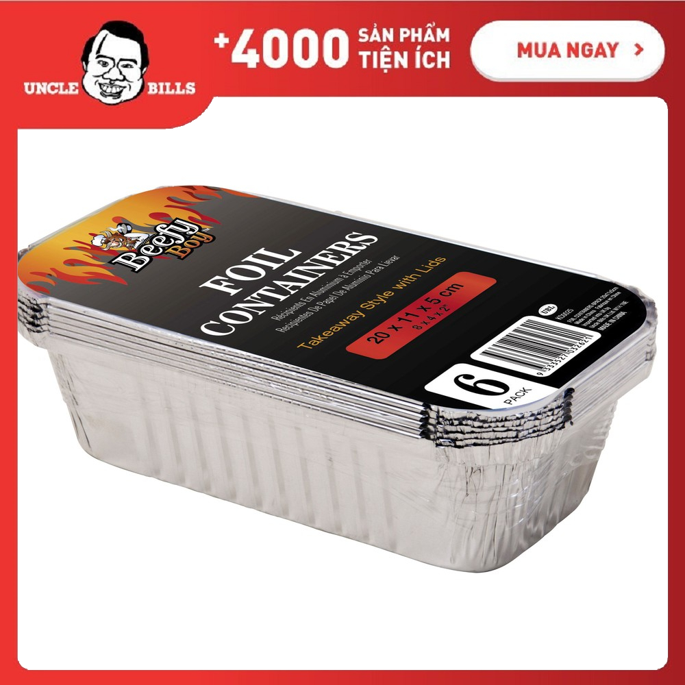 Bộ 6 hộp giấy bạc đựng đồ ăn kèm nắp ubl kc0025
