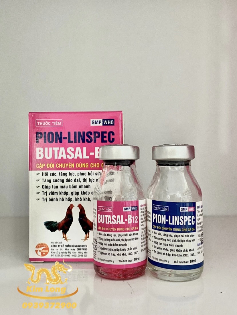 Pion Linspec + Butasal B12 10ml/lọ cặp đôi chuyên dùng cho gà đá hồi sức, tăng lực