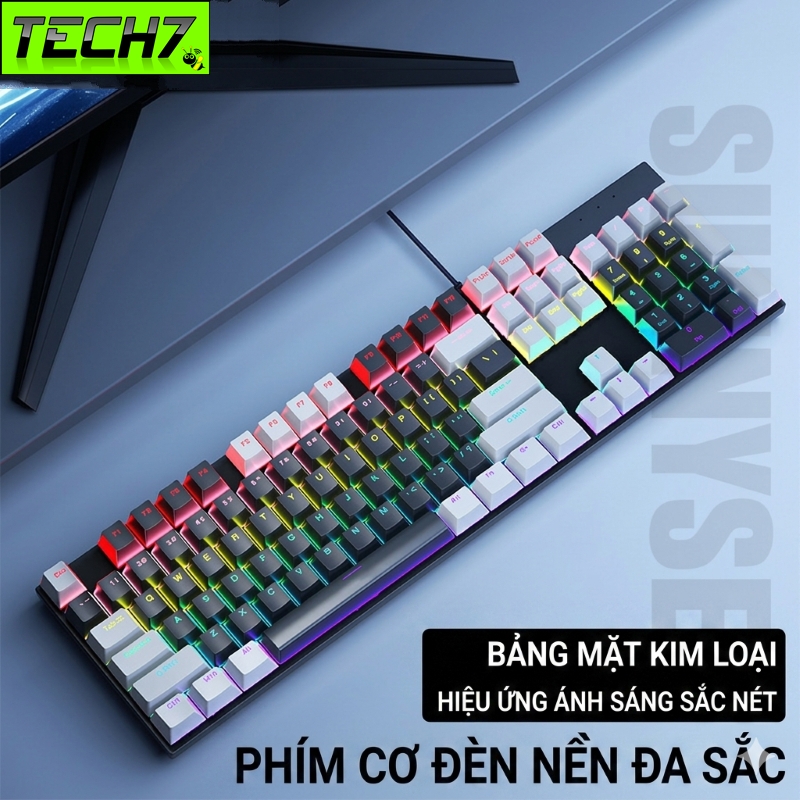 Bàn phím cơ gaming K2 Led Rainbow Xuyên phím cho máy tính laptop
