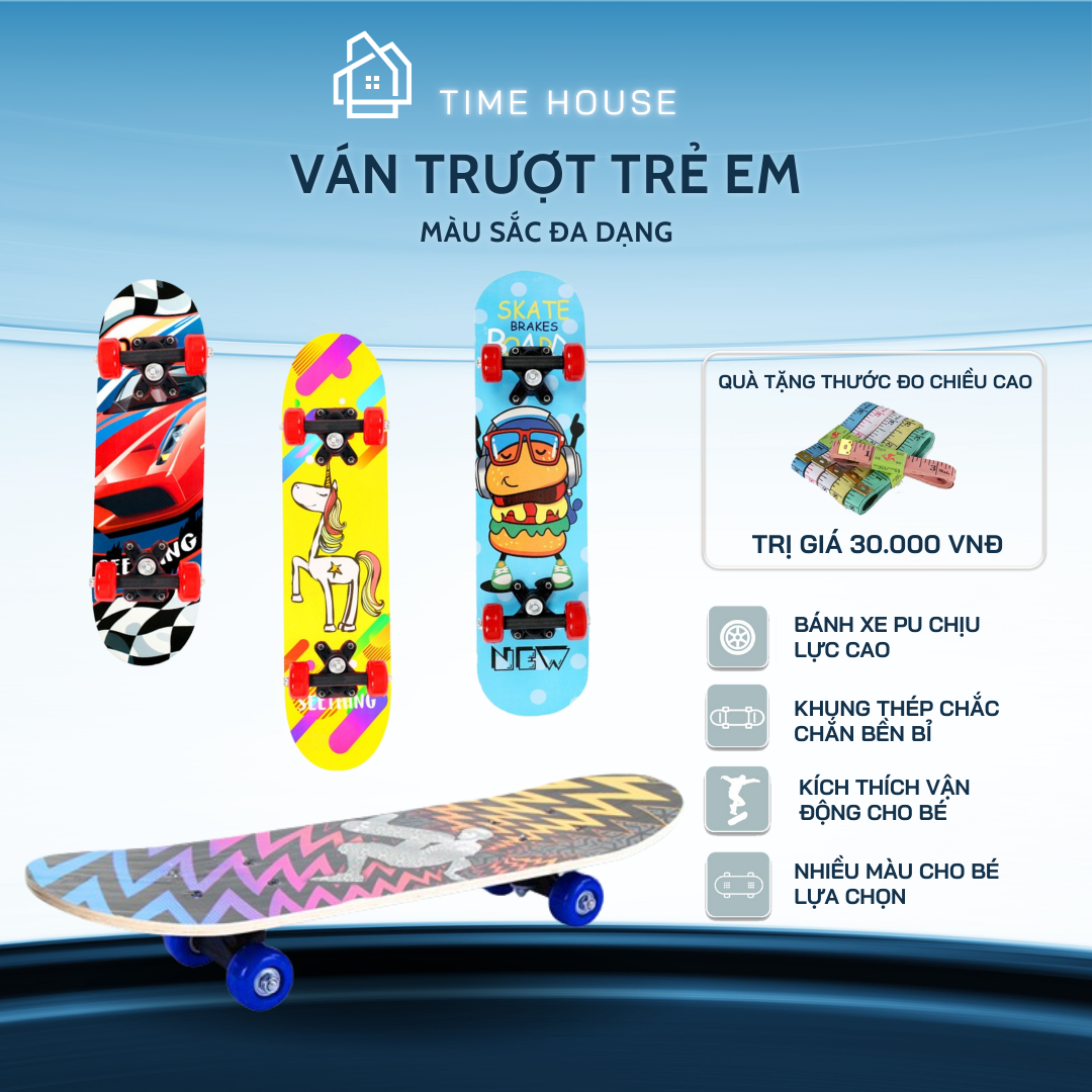 Ván trượt thể thao Skateboard trẻ em cao cấp gỗ phong ép chắc chắn an toàn cho bé - Đồ chơi trẻ em thiết kế nhỏ gọn xinh xắn với hình ảnh đáng yêu giúp tăng cường thể chất sức khỏe và sự nhanh nhẹn hơn khéo léo, dẻo dai