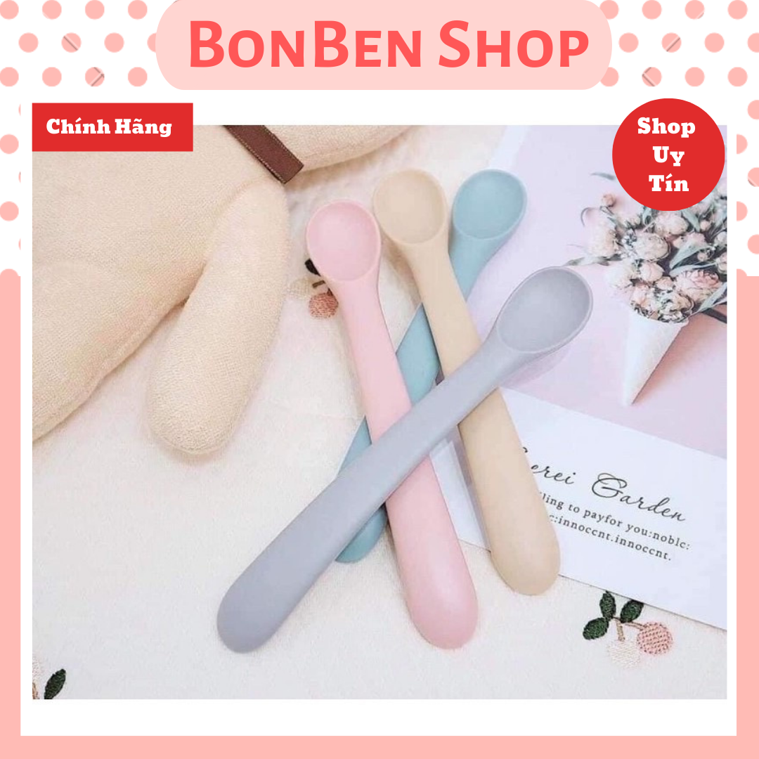 Thìa ăn dặm silicone cao cấp poled hàn quốc siêu mềm, uốn cong không gãy, an toàn cho bé từ 4m