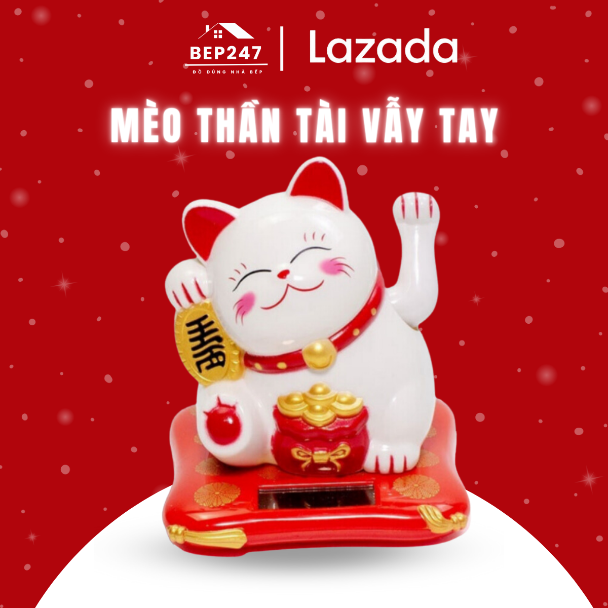 Mèo thần tài vẫy tay năng lượng mặt trời - mang may mắn, tài lộc, phú quý đến cho gia chủ