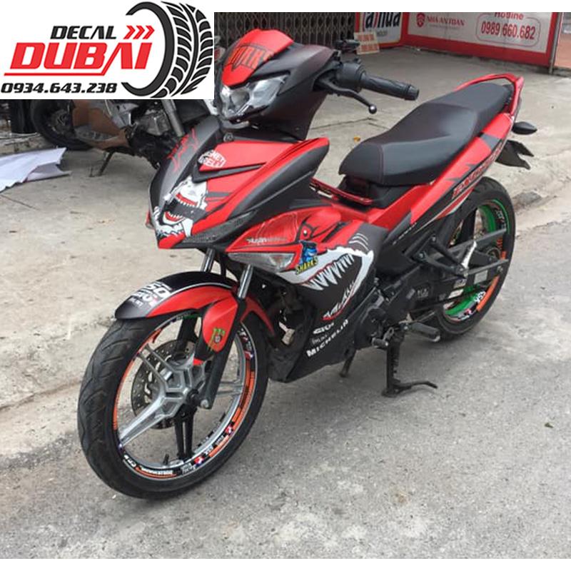 Tem Trùm Exciter 150 Cá Mập Đen Đỏ Mẫu Mới