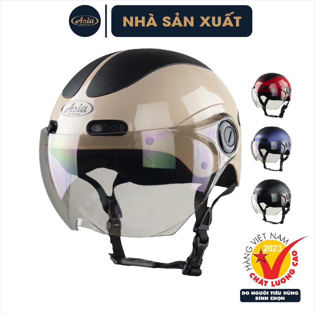 Nón bảo hiểm có kính size xl - asia mt-118k - hàng chính hãng, bảo hành 1 năm
