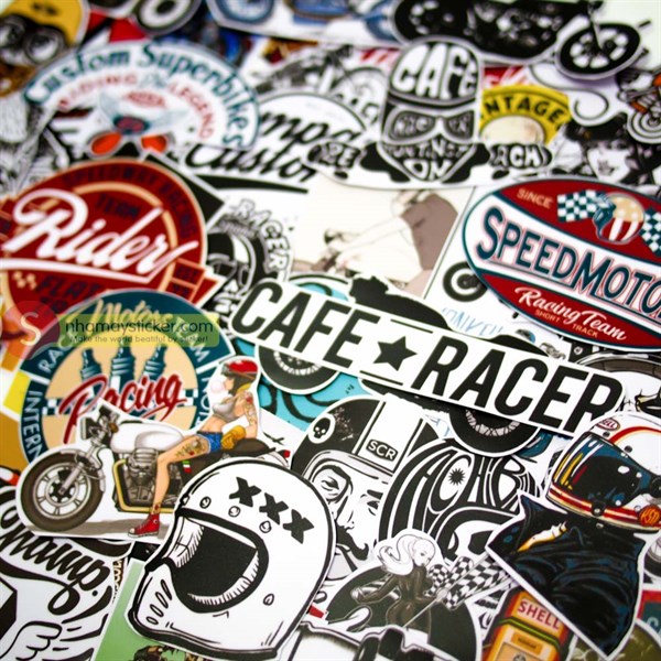 Set 100 sticker hình dán - cafe racer
