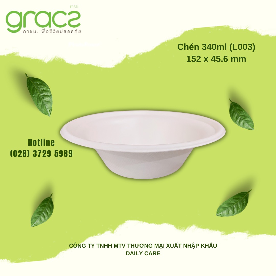 Combo 30 Chén bã mía Thái Lan 340ml, 350ml và 500ml (trắng)