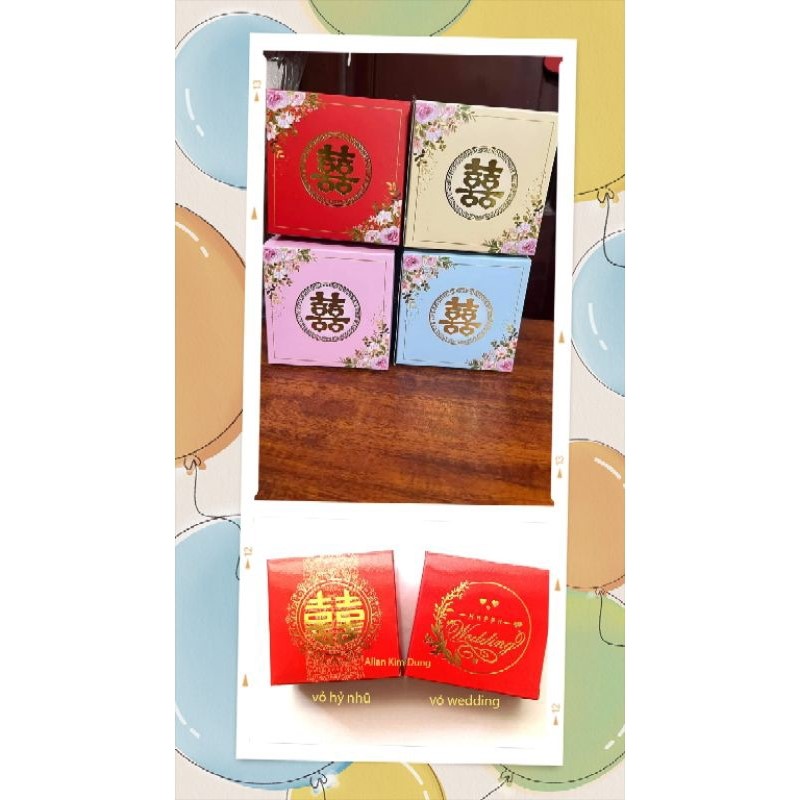 50 - 100 vỏ hộp đựng bánh cốm, hộp bánh phu thê