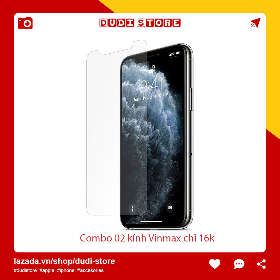 Combo 02 Kính cường lực Vinmax xịn không full màn dành cho điện thoại iphone 6 6 plus 6s 6s plus 7 7 plus 8 8 plus X Xs Xs max Dudi Store