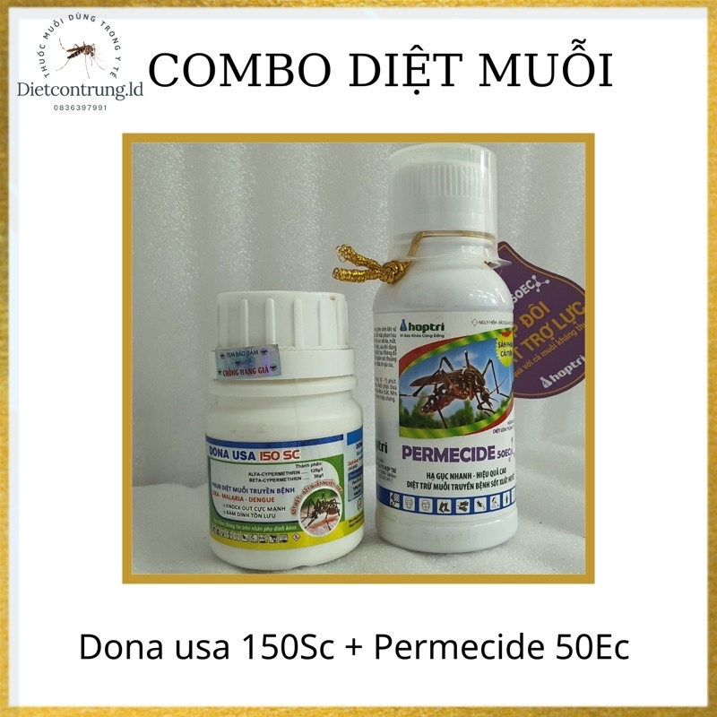 [ combo 2 chai thuốc diệt muỗi permecide 50ec (100ml) + dona usa 150sc (50ml) ]