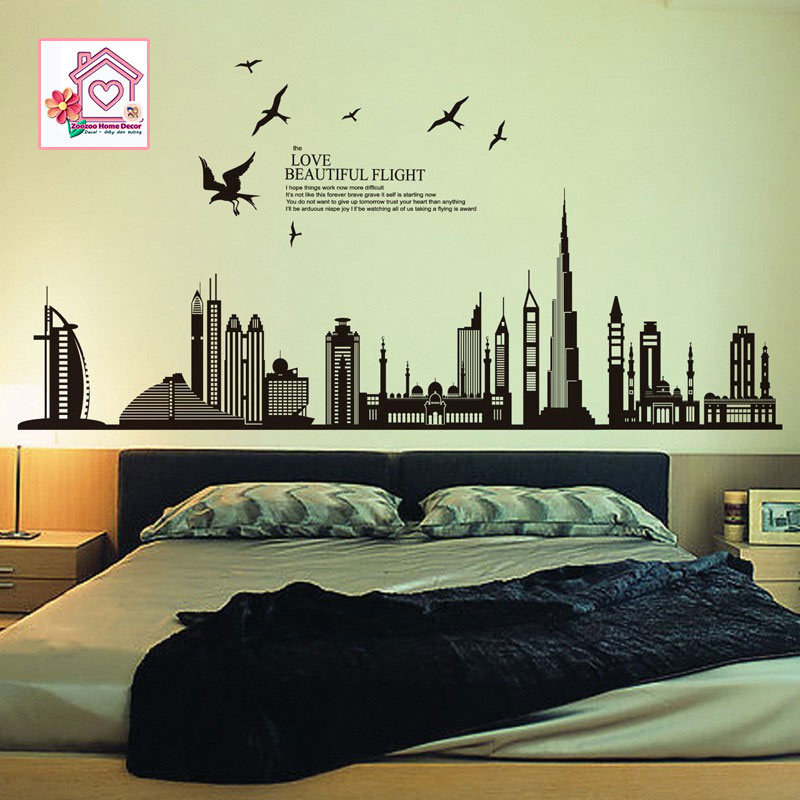 Decal dán tường Love Beautiful Flight trang trí tường phòng khách phòng ngủ - Sticker - Miếng dán tường - Hình dán
