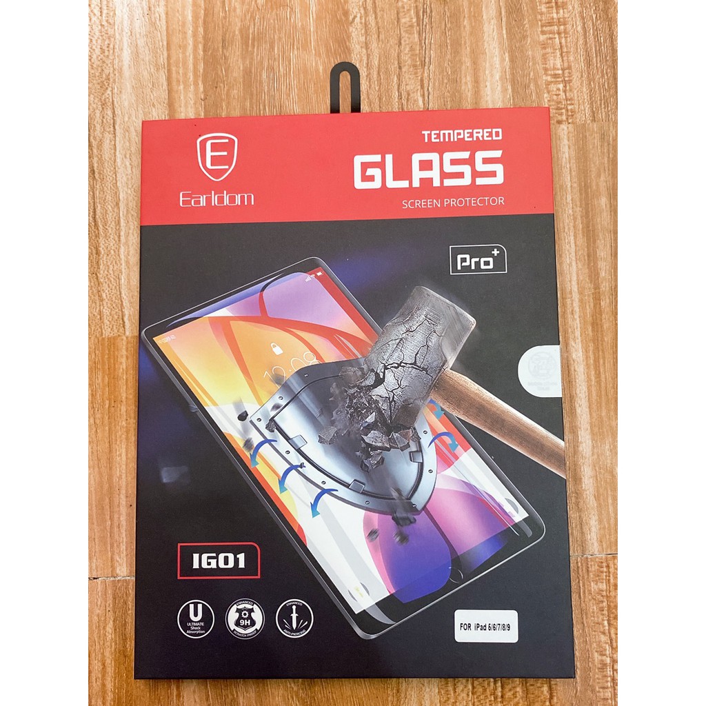 Cường lực ipad earldom cao cấp dành cho ipad air 1/ air 2/ 9.7 2017/ 9.7 2018 tặng kèm bộ vệ sinh màn hình