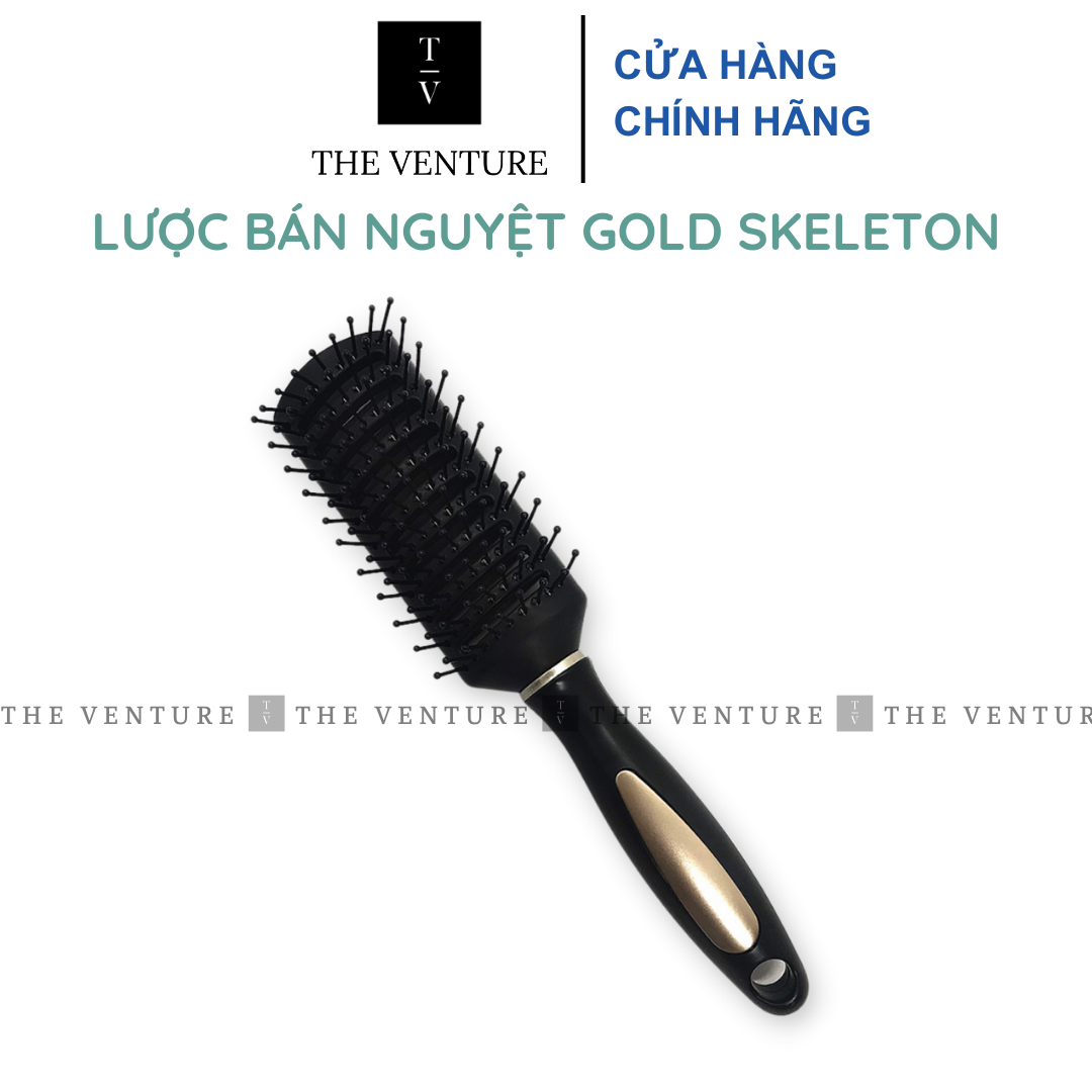 Lược bán nguyệt Gold Skeleton Brush tạo kiểu tóc , uốn tóc cao cấp .