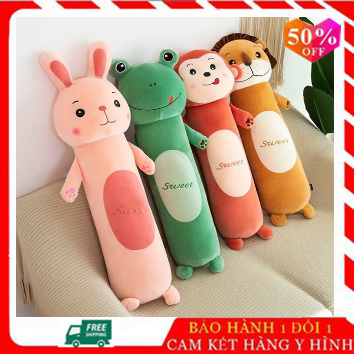 [60cm]Gấu bông gối ôm hình thú cho bé, chất vải miniso siêu đẹp, 100% bông gòn, an toàn cho người sử dụng