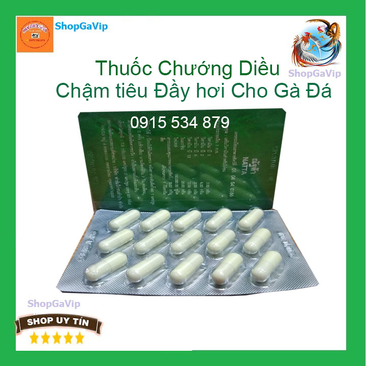 Natta Chướng diều Chậm tiêu Đầy hơi cho gà đá 1 vỉ 15 viên [ShopGaVip]