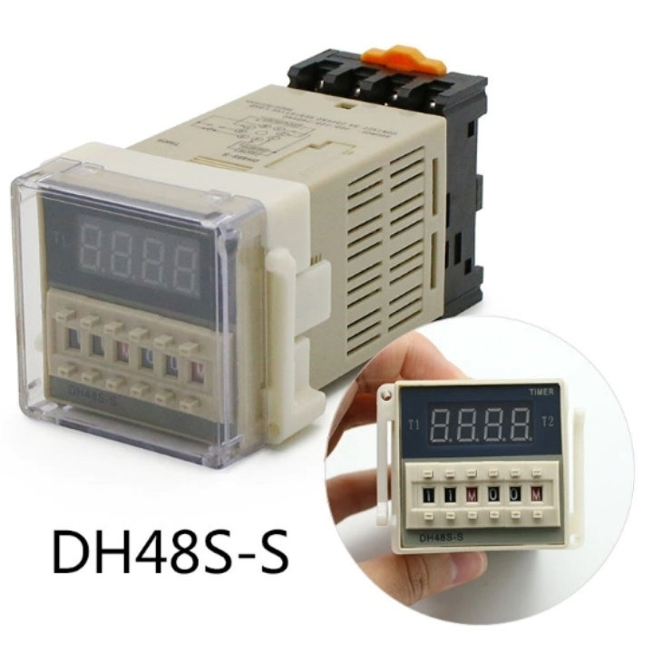 Timer điện tử đảo DH48S-S, delay timer relay lặp lại liên tục chu kỳ hoạt động thời gian từ 0.1S đến 99H