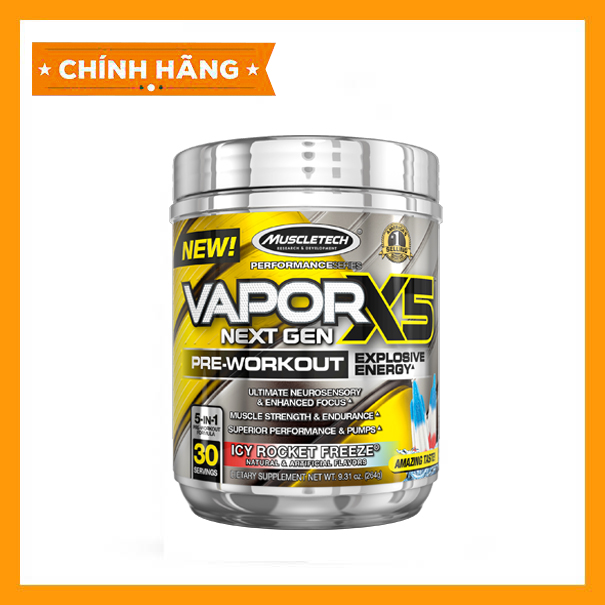 [HCM]Pre-Workout Vapor X5 của MuscleTech hộp 30 lần dùng hỗ trợ tăng Sức Bền Sức Mạnh vượt trội tăng tập trung tỉnh táo đốt mỡ giảm cân giảm mỡ bụng mạnh mẽ cho người tập Gym