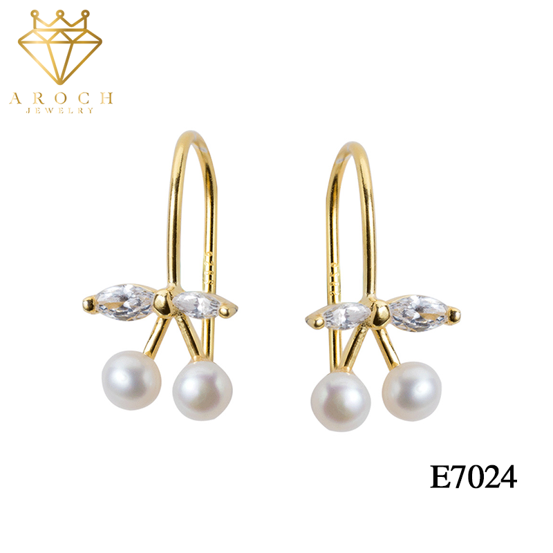 Bông tai bạc ý s925 anh đào bạc s925 e7024 - aroch jewelry