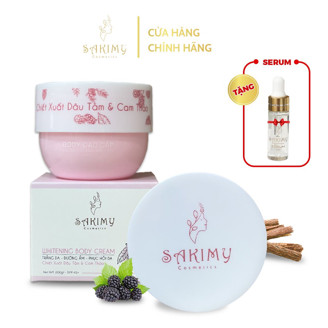 Kem body dưỡng trắng da SAKIMY tặng một chai serum kích trắng sakimy (Chính Hãng )và quà ngẫu nhiên...