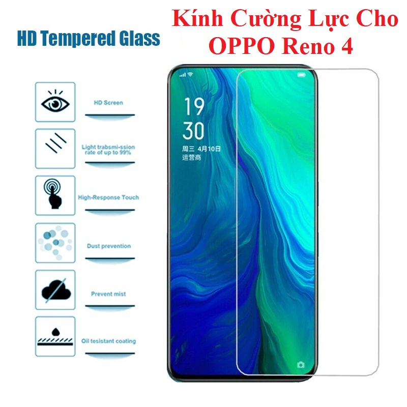 Bộ 5 miếng dán kính cường lực cho oppo reno 4, dán màn hình oppo reno 4