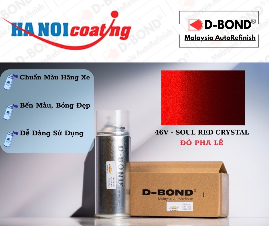 Sơn Xịt Xóa Vết Xước Ô TÔ MAZDA CX-3 Màu ĐỎ PHA LÊ Code 46V - SOUL RED CRYSTAL Chính Hãng D-BOND Chấ