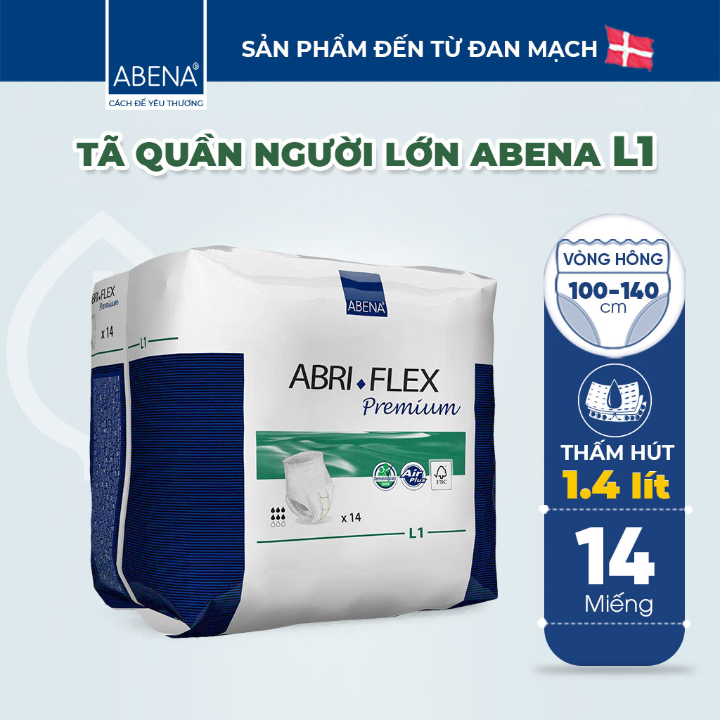 Tã quần người lớn Abena Abri Flex Premium L1 - Nhập khẩu Đan Mạch (Gói 14 miếng)