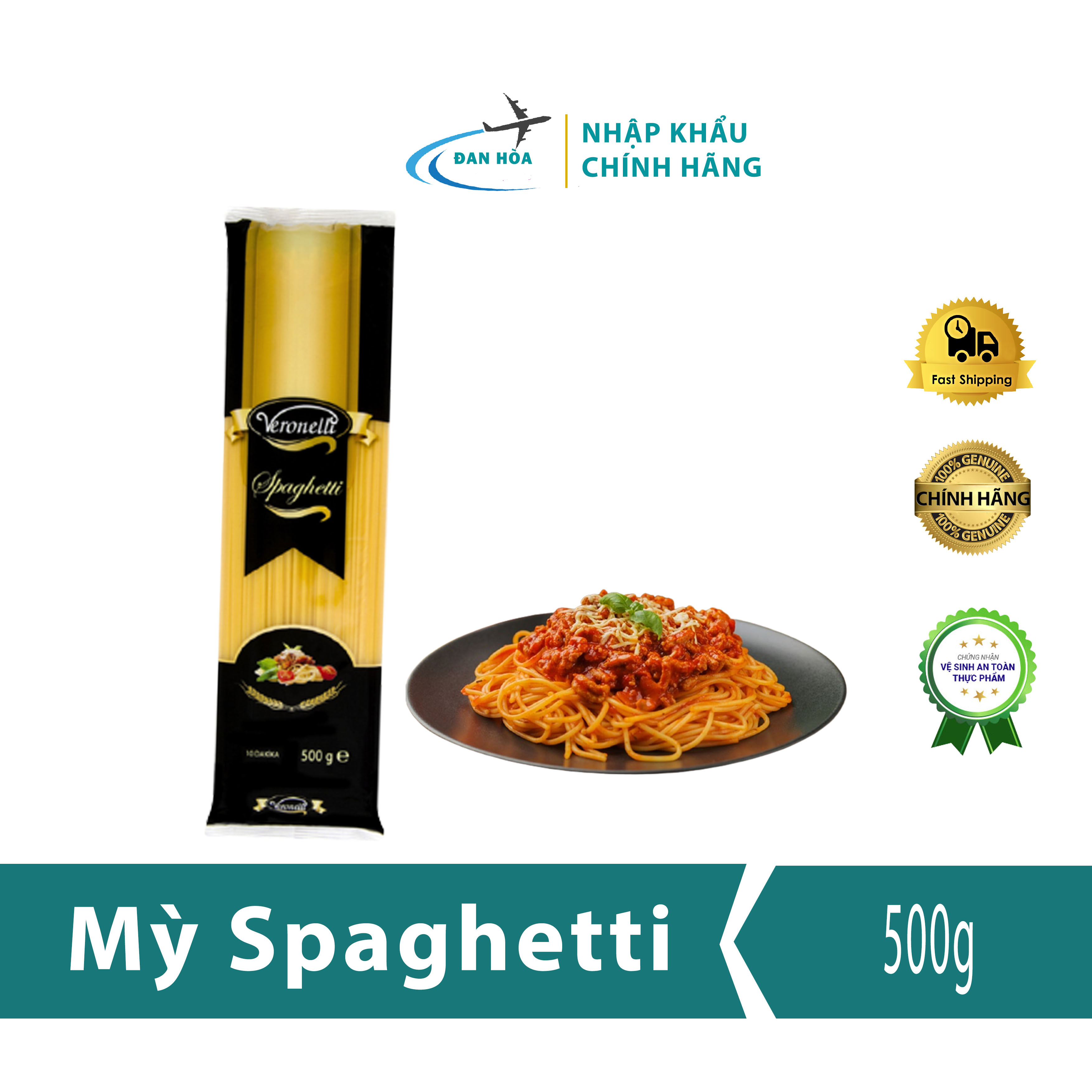 Mỳ spaghetti Veronelli, mỳ ý sợi dai ngon khối lượng 500g