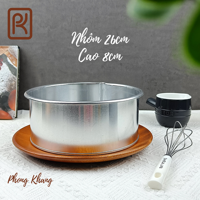 Khuôn nhôm tròn đáy liền Phong Khang 26cm làm bánh bông lan