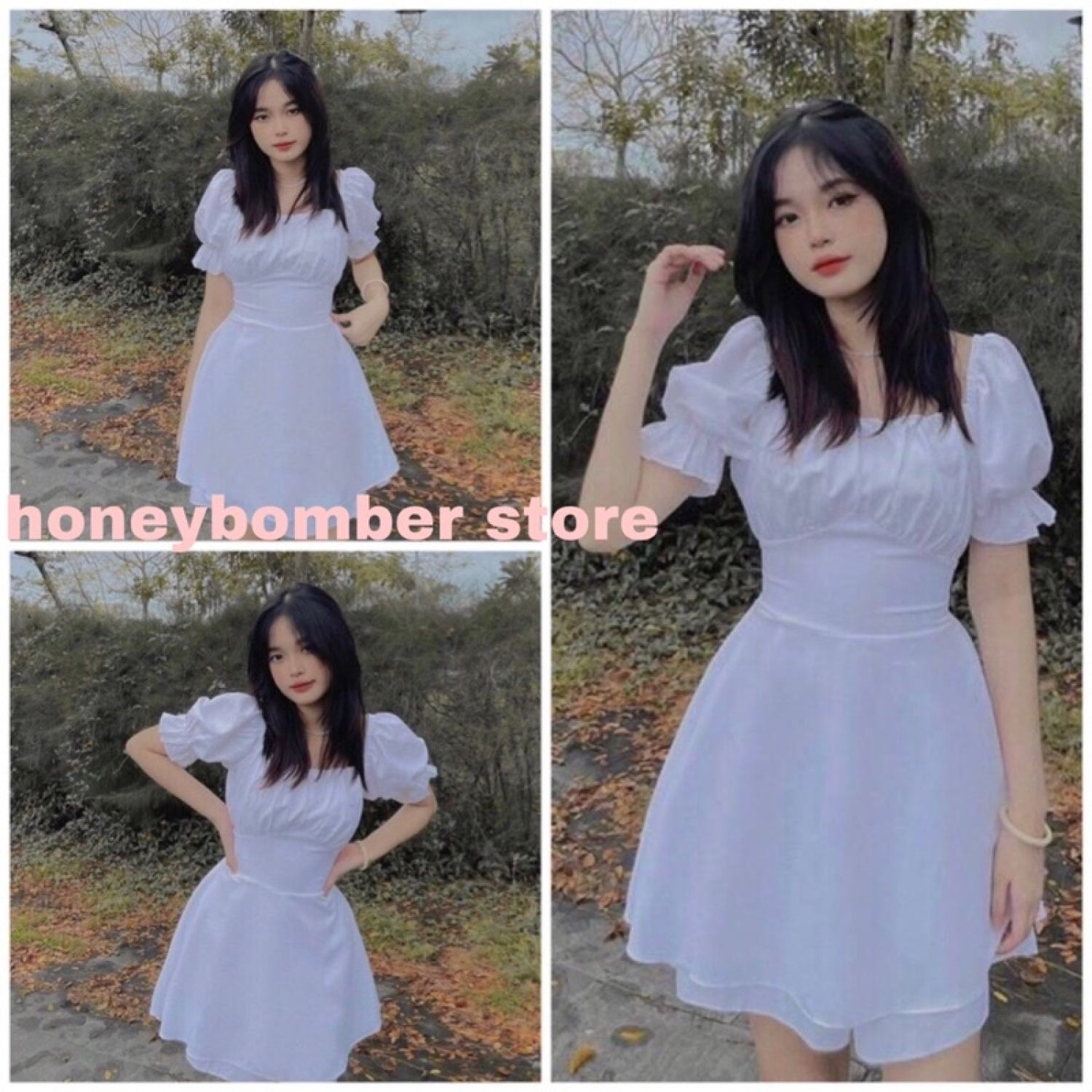 Váy tiểu thư Tay chun dễ thương🌸[FREESHIP]váy nữ trắng ulzzang🌸