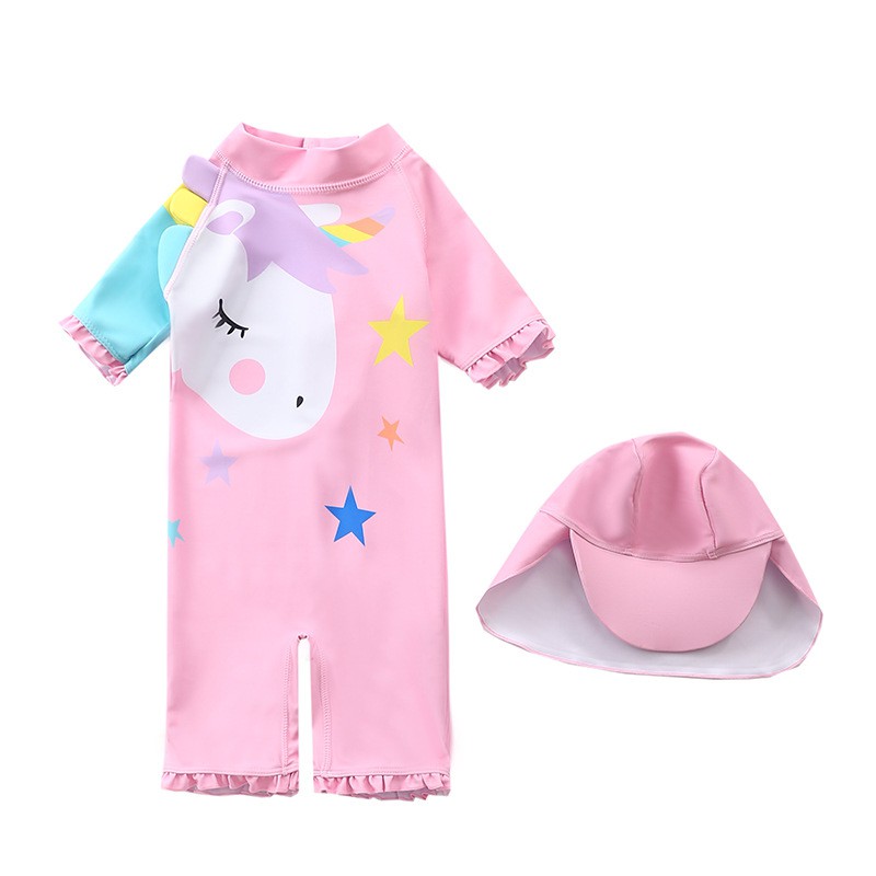 [XẢ KHO] [8-22kg] Đồ Bơi Bé Gái Kèm Mũ Unicorn Ngựa Cầu Vồng Màu Ngọt Siêu Đáng Yêu - HAPY SW512 Hồng