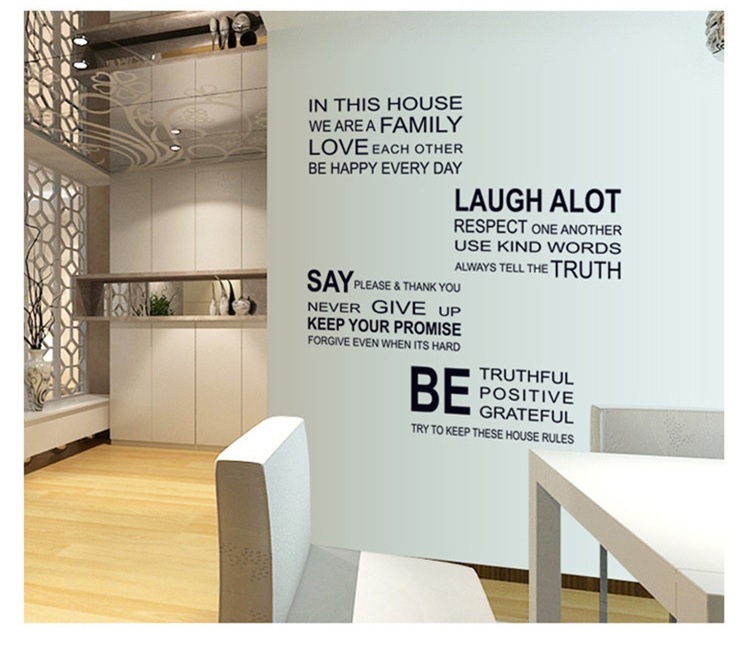 Decal dán tường phòng khách tiếng anh in this house ý nghĩa - dkn001