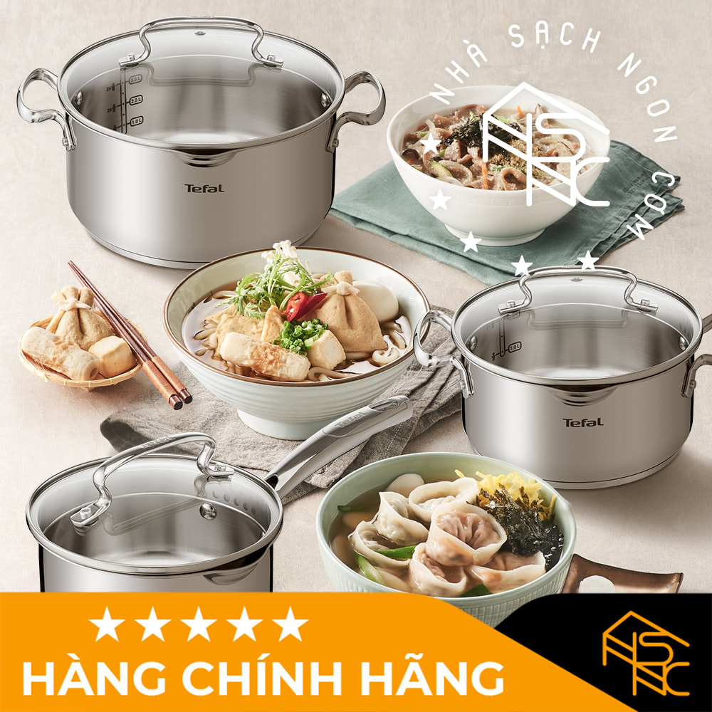 Combo nồi inox Tefal Duetto Plus nồi inox nguyên khối có mỏ rót