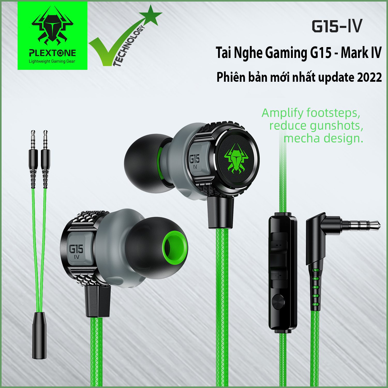Tai nghe gaming nhét tai Plextone G15 Mark IV phiên bản 2022 - Chuyên game - có mic, chống ồn