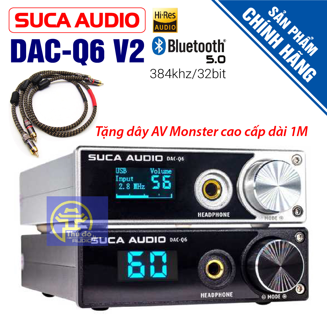 [Trả góp 0%]Bộ giải Mã âm Thanh DAC SUCA Q6 V2 giải mã 32BIT DSD256 Bluetooth 5.0 ( Tặng dây AV Monster cao cấp)