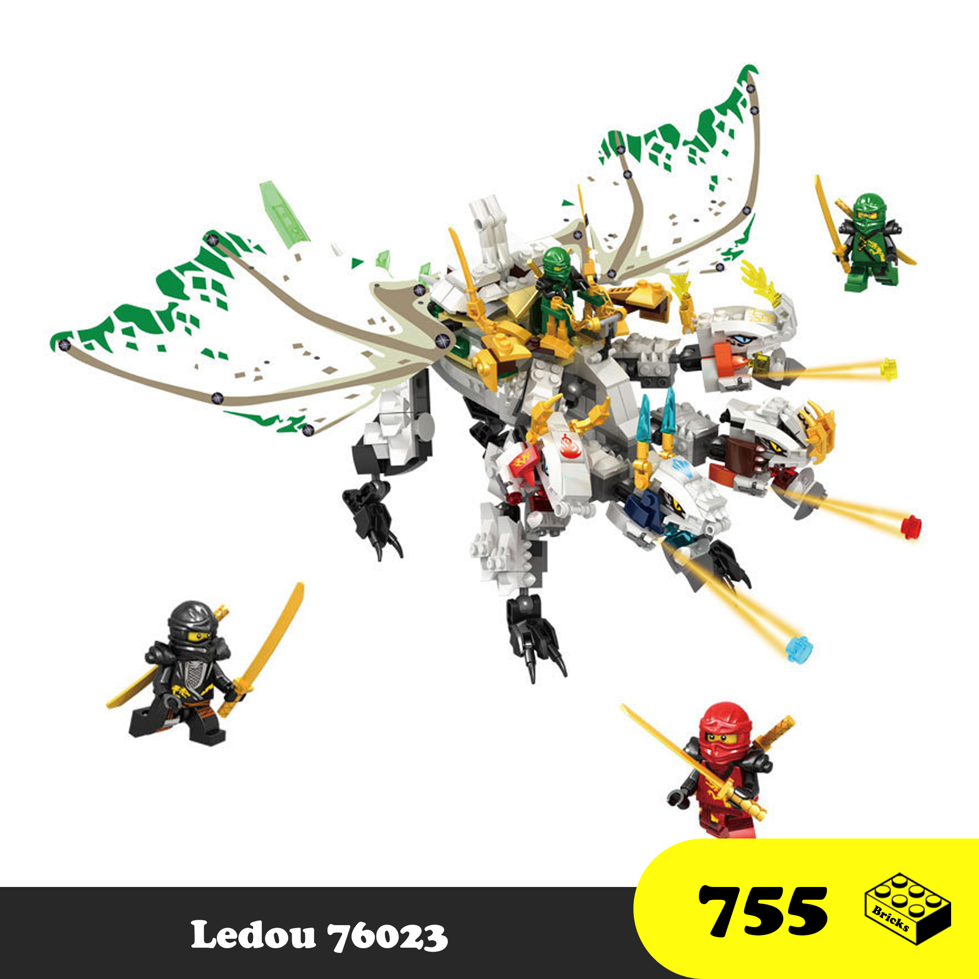Đồ chơi Lego lắp ráp Rồng ba đầu Ninja Go - Leduo 76023 Dragon Ninjago - 755 mảnh ghép