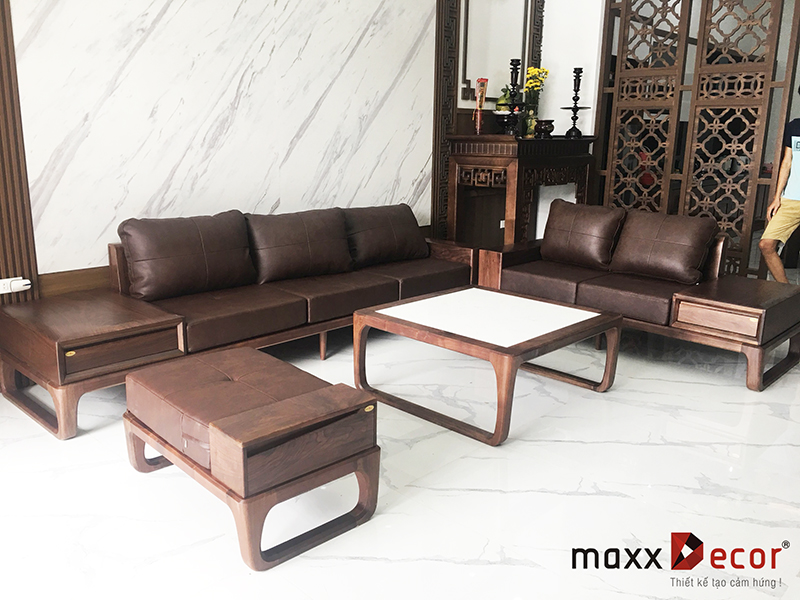Sofa gỗ hiện đại MDG229 trang trí nội thất phòng khách