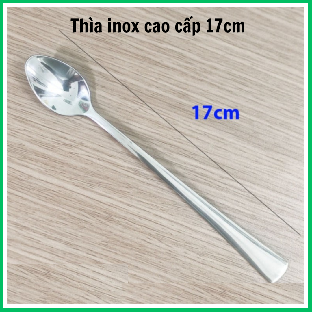  Muỗng  thìa  inox 304 cà phê ,sinh tố dài 17cm cán trơn dày sáng bóng bền đẹp 
