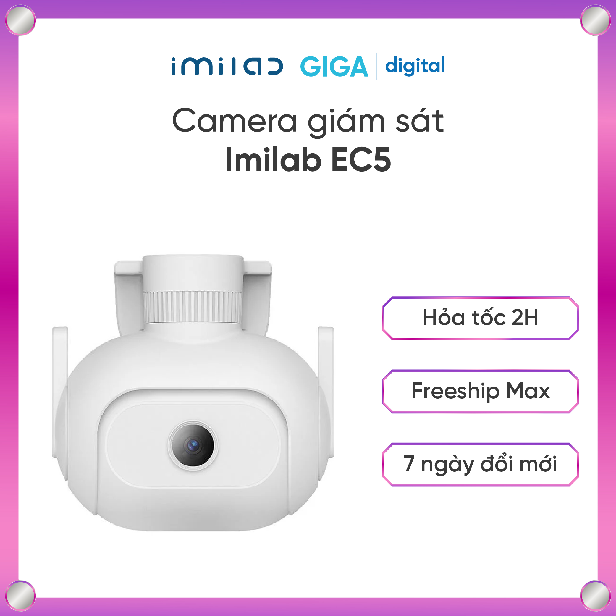 Camera giám sát Imilab EC5 xoay 360 độ, nhìn xuyên đêm, kết nối app Mihome - Camera giám sát ngoài trời