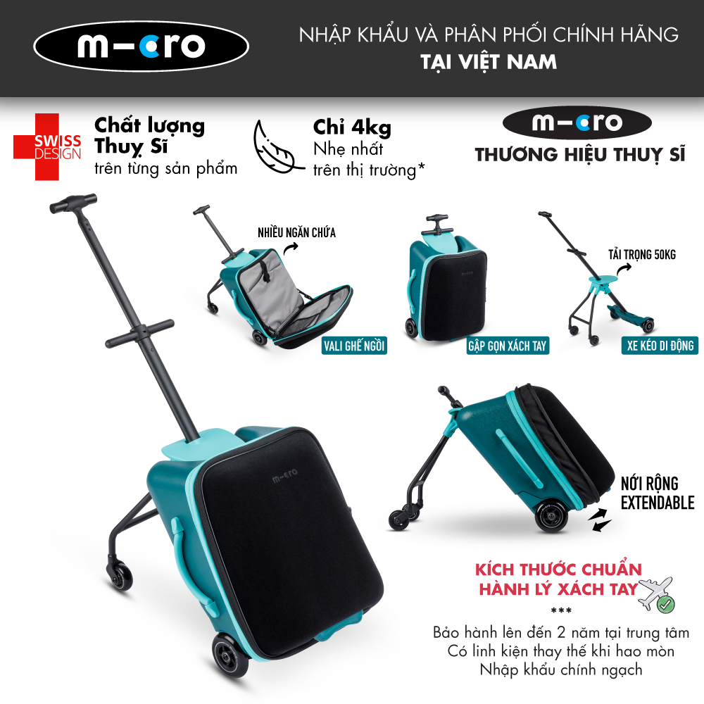 Vali xe đẩy trẻ em Micro Eazy - Tiêu chuẩn hành lý xách tay - Phân phối chính hãng bởi Ann House