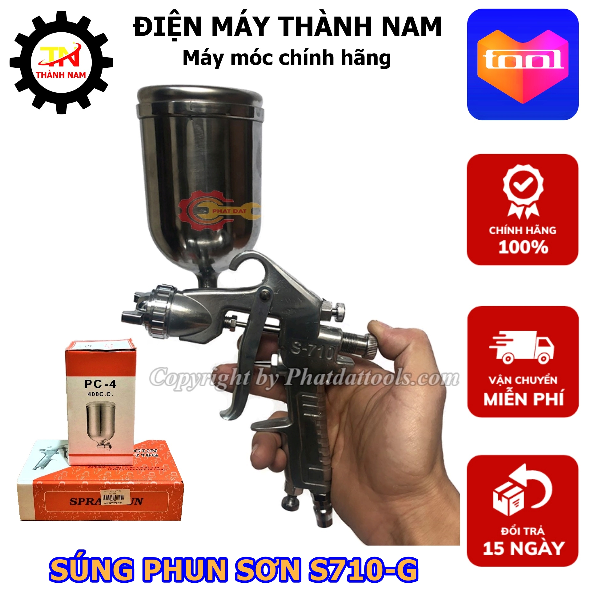 Súng phun sơn s-710g - ứng dụng phun cửa sắt, phun hàng rào, phun pu - dung tích cốc 400ml