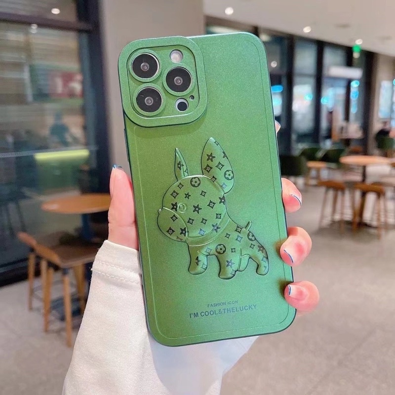 Ốp silicon tráng bạc hình chú chó pitbull lv ip12 pro max/ ip13 pro max