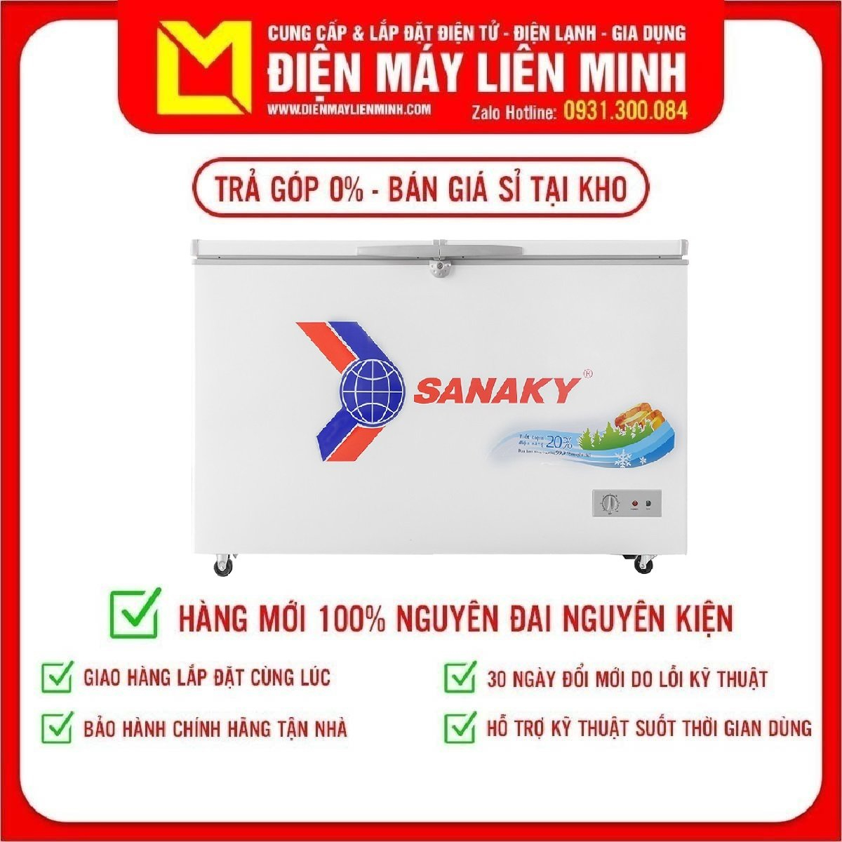 Trả góp 0% - tủ đông inverter sanaky vh-4099a3 305 lít - miễn phí vận chuyển hcm