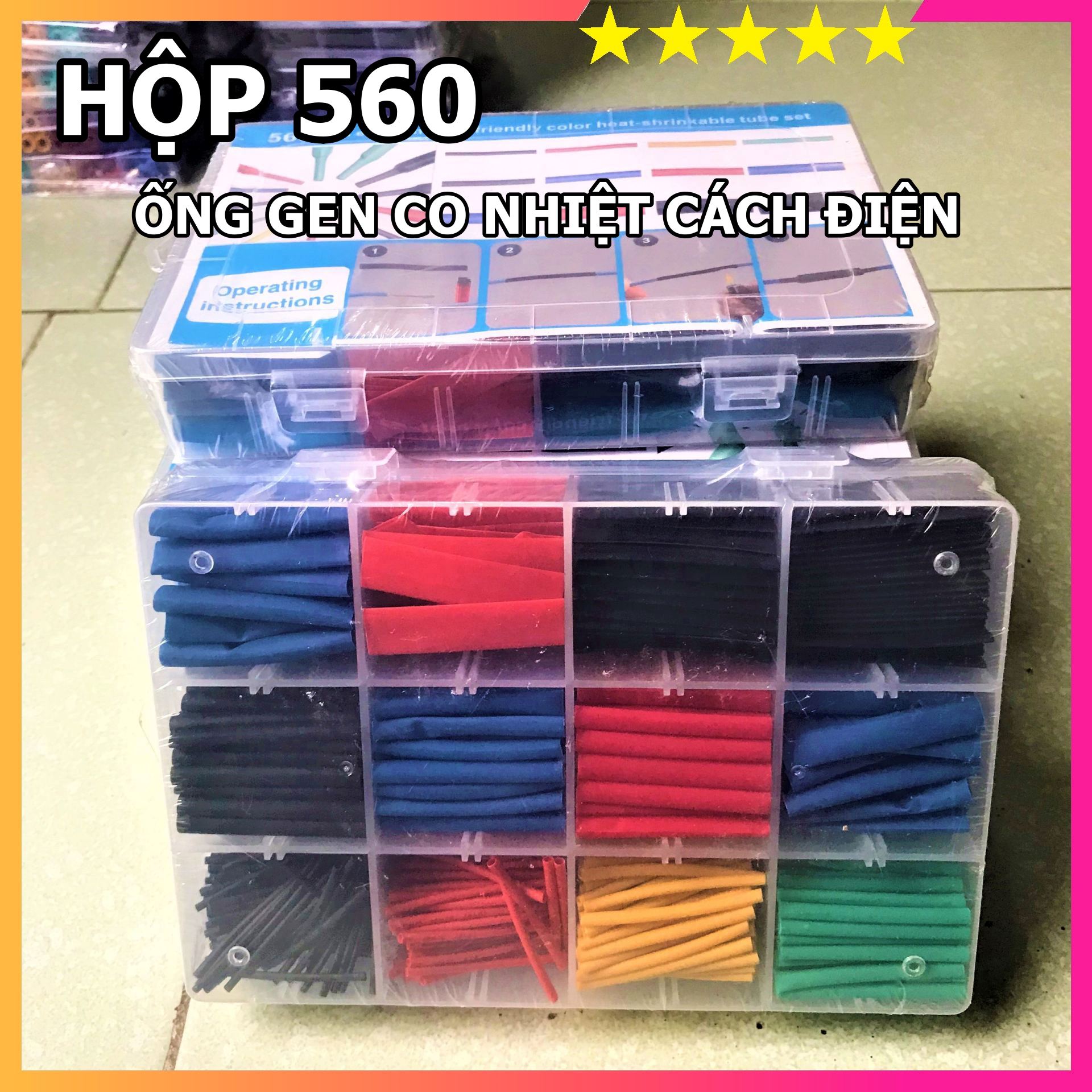 Bộ gen co nhiệt bọc cách điện - Bộ 560 cái ống gen cách nhiệt, cách điện, chống cháy nổ