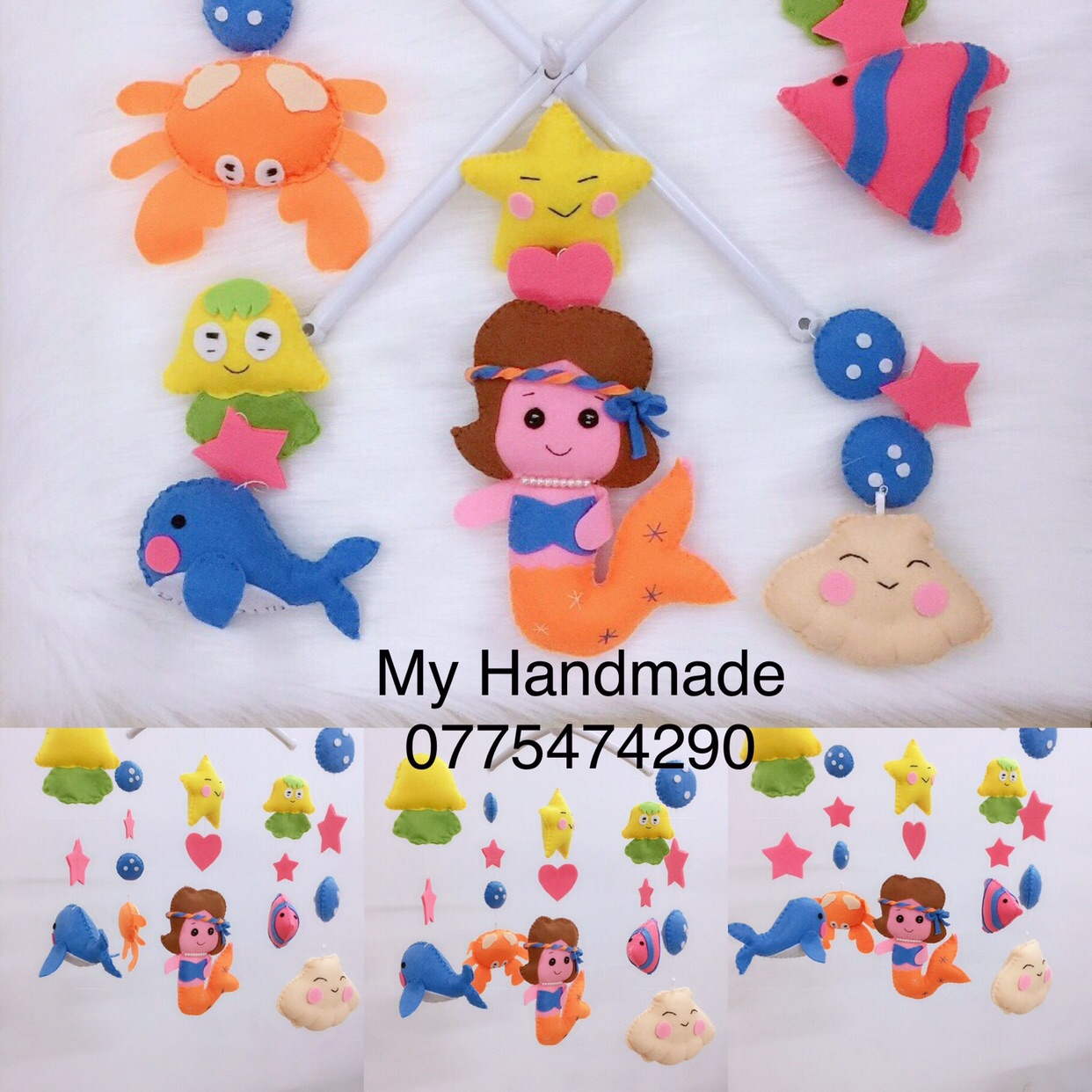Treo nôi handmade cho bé Thế giới biển nhiều màu sắc