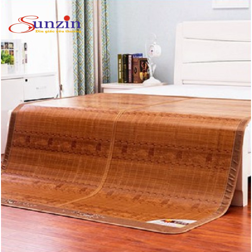 Chiếu trúc tăm nâu, chiếu trúc tăm vân gỗ, chiếu trúc gấp lụa 2 mặt kích thước 100x190cm, chiếu điều hoà nằm mùa hè mát lạnh sunzin - dìu giấc yêu thương